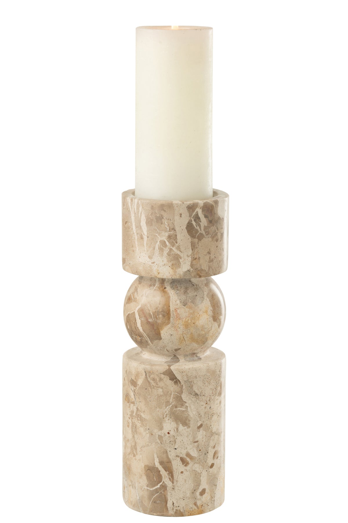 Candle Holder Marble Beige Large