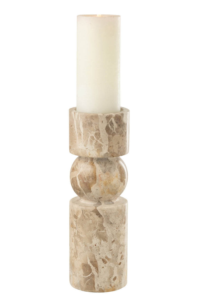 Candle Holder Marble Beige Large