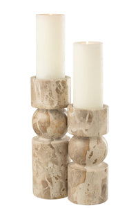 Candle Holder Marble Beige Large