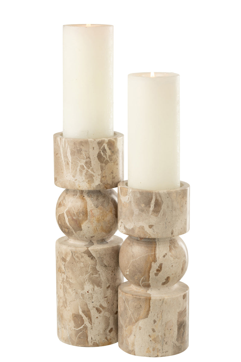 Candle Holder Marble Beige Large