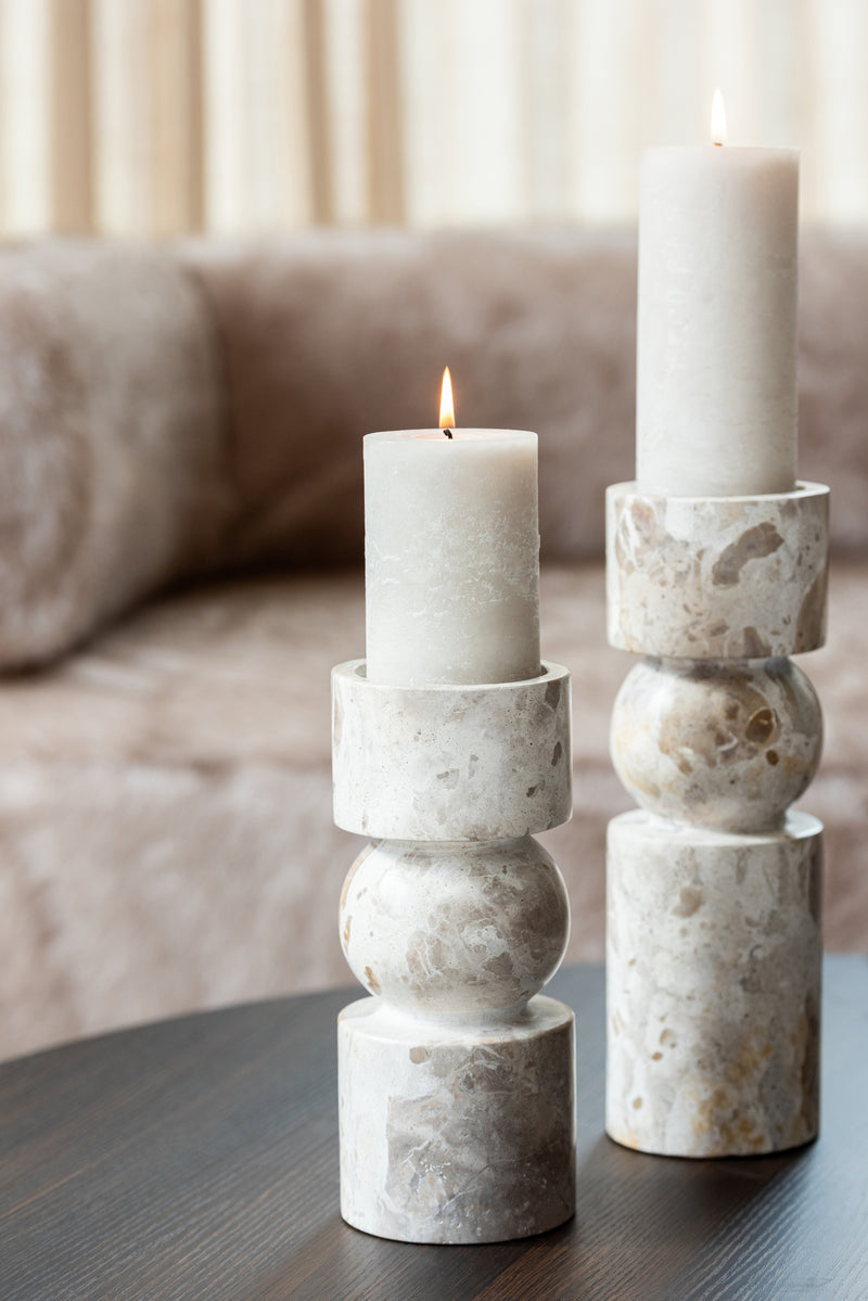 Candle Holder Marble Beige Large