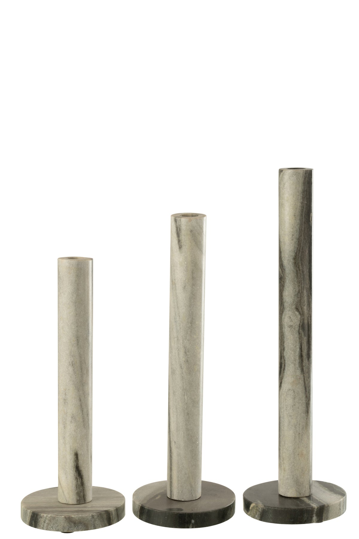Set Of 3 Candle Holder Marble Black/Light Grey