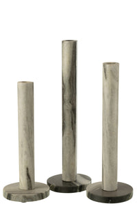 Set Of 3 Candle Holder Marble Black/Light Grey