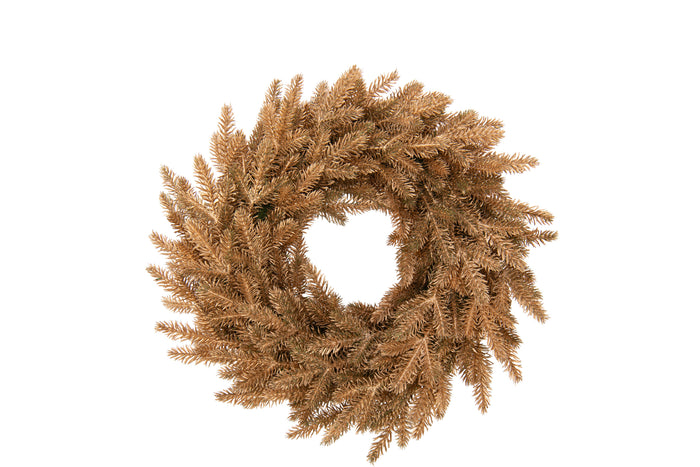 Wreath Artificial Plastic Gold Colored Medium
