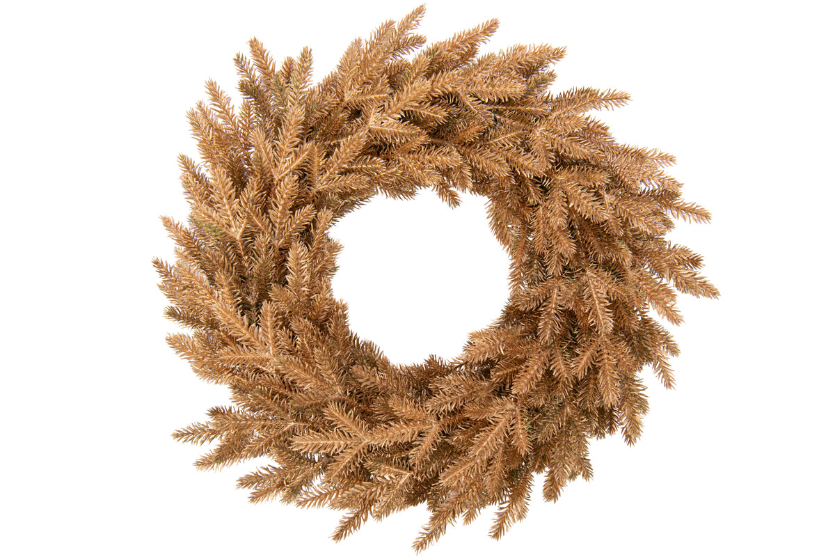Wreath Artificial Plastic Gold Colored Large