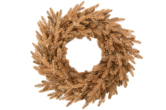 Wreath Artificial Plastic Gold Colored Large