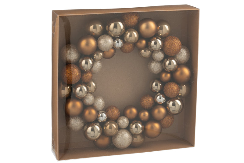 Wreath Christmas Baubles Plastic Brown