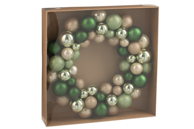 Wreath Christmas Baubles Plastic Mint Green/Ecru