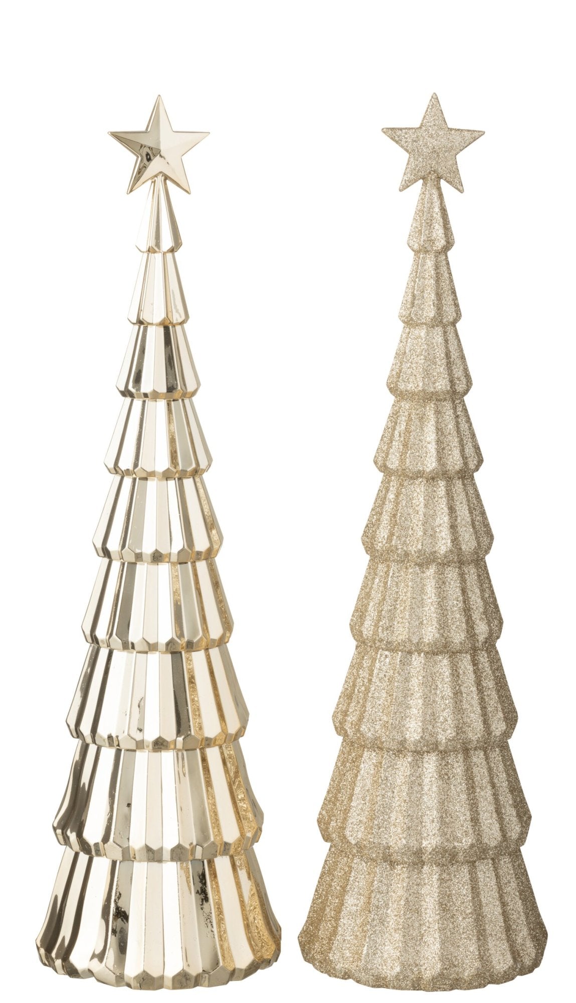 Tree +  Star Plastic Light Beige Assortment Of 2