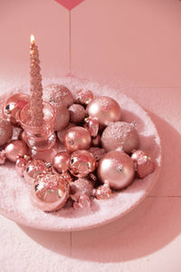 Box Of 24 Christmas Bauble Plastic Light Pink