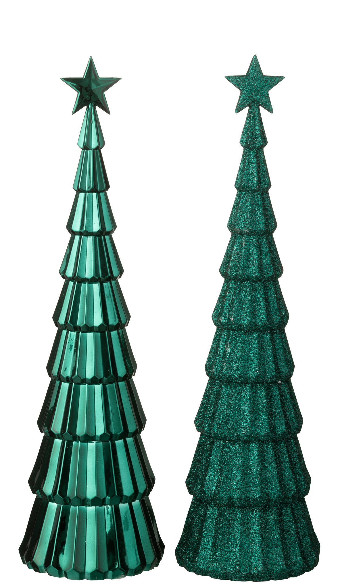 Tree +  Star Plastic Dark Green Assortment Of 2