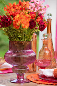 Vase Ada Ribbed Glass Fuchsia Small
