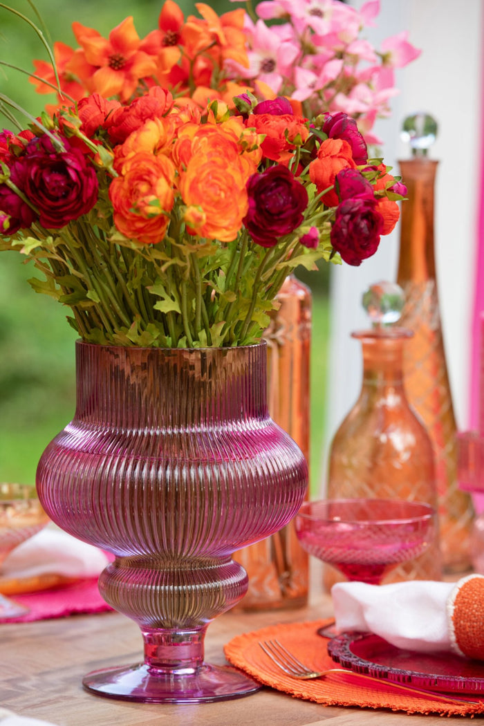 Vase Ada Ribbed Glass Fuchsia Small