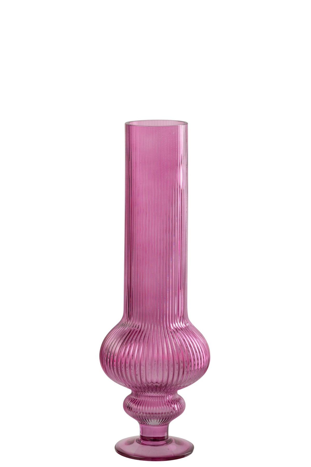 Vase Ada Ribbed Glass Fuchsia Medium