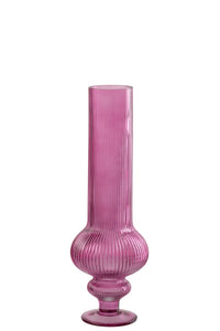 Vase Ada Ribbed Glass Fuchsia Medium