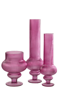 Vase Ada Ribbed Glass Fuchsia Large