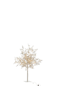 Tree Leaves Glitter+Led Metal Silver Metal