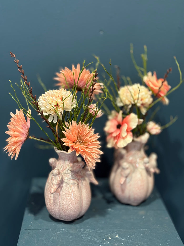 ~ vaasje bird inclusief zijdenbloemen