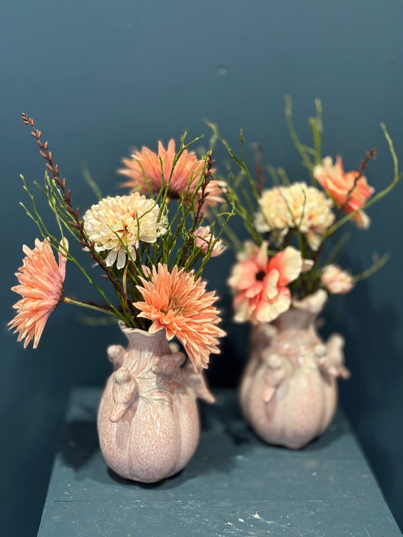 ~ vaasje bird inclusief zijdenbloemen