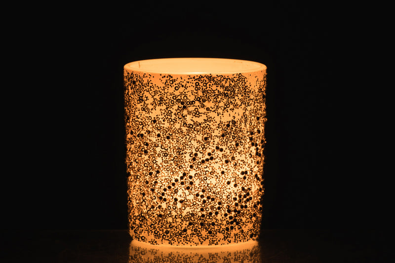 Tealight Holder Pearls Glass Silver Large