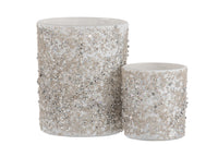 Tealight Holder Pearls Glass Silver Large