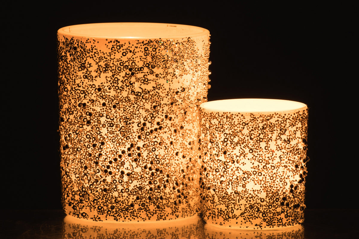 Tealight Holder Pearls Glass Silver Large