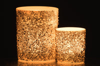 Tealight Holder Pearls Glass Silver Large