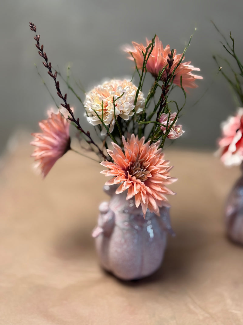 ~ vaasje bird inclusief zijdenbloemen