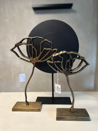 Ornament op voet Papaver 28x8,5x45 cm brons