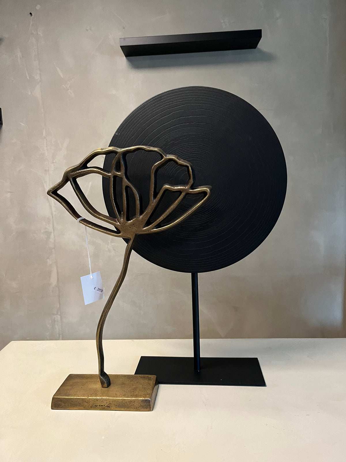 Ornament op voet Papaver 28x8,5x45 cm brons