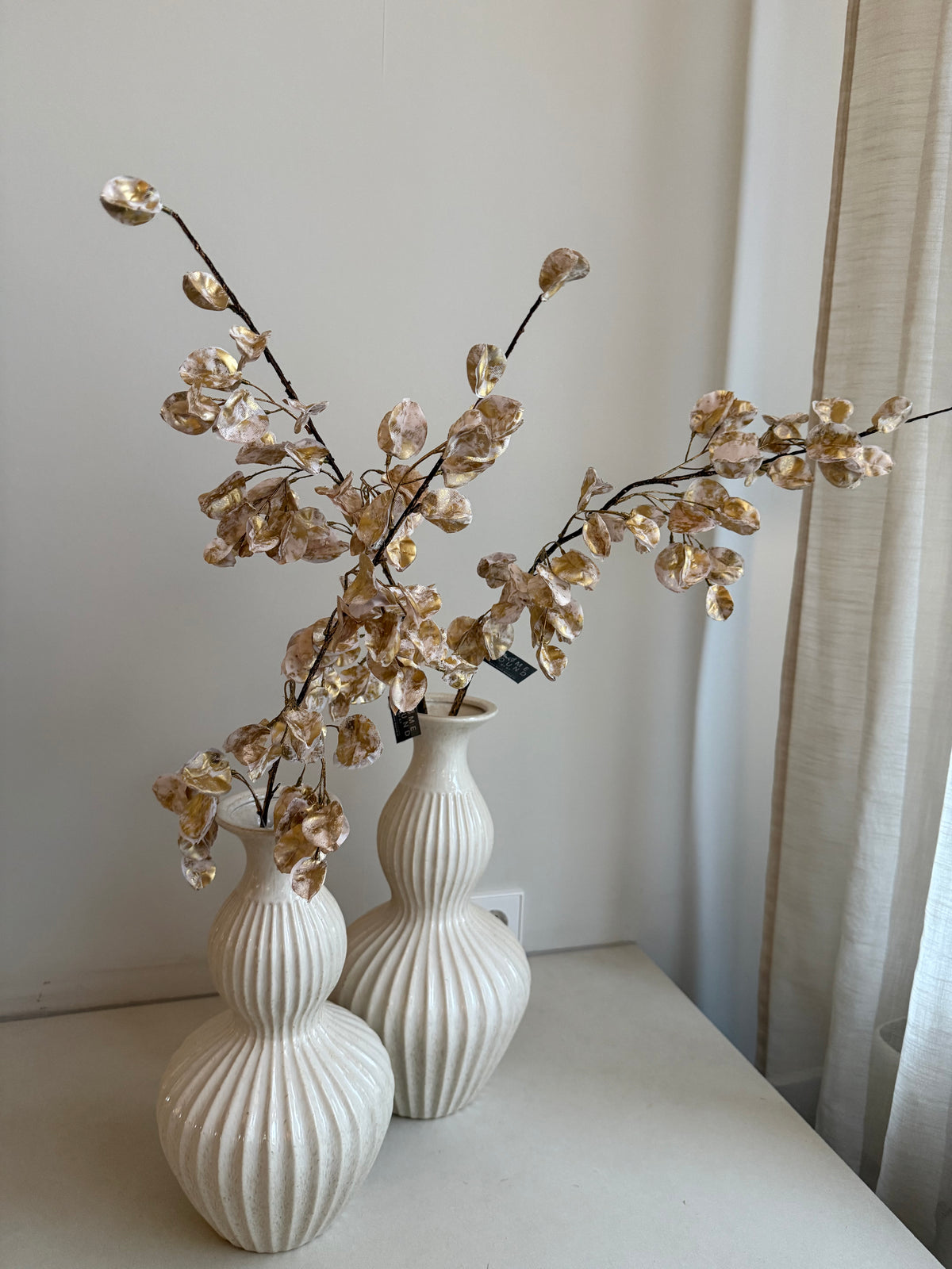 Zijden Lunaria Tak – Champagne Gold