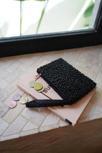 The Black Beaded Wallet - Black