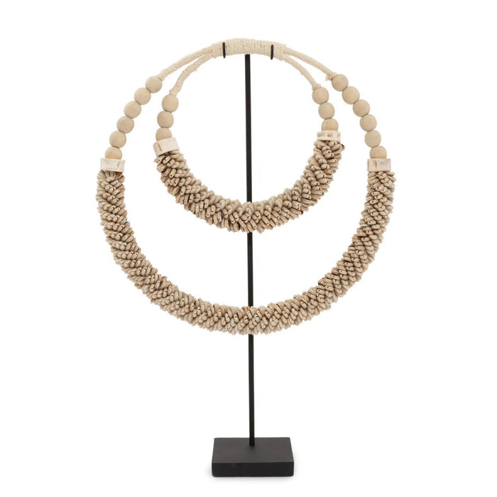 Dubbele Halsketting met Schelpen op Stand - Naturel