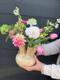 Toetervaas L gevuld met zijdenbloemen