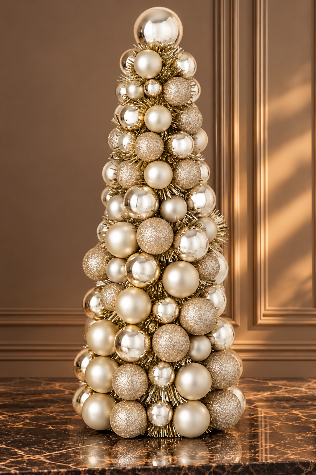 Cone Christmas Baubles Ps Beige