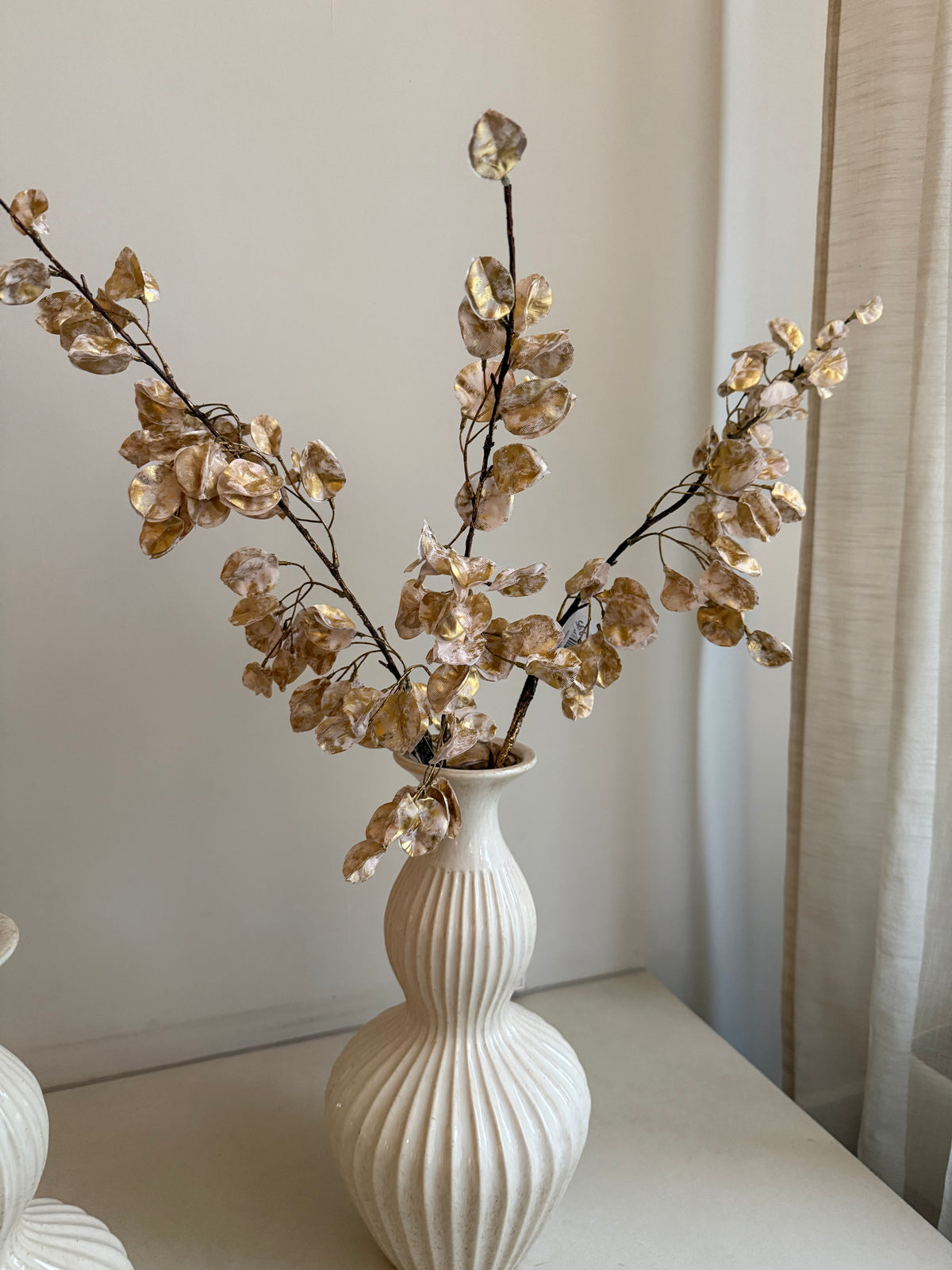Zijden Lunaria Tak – Champagne Gold