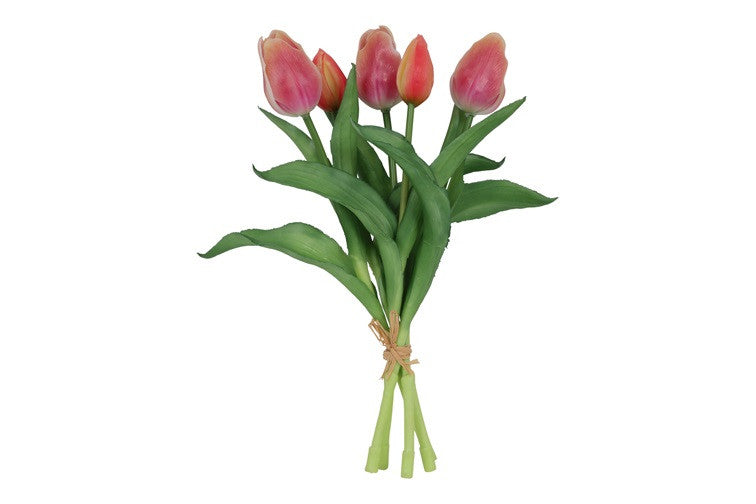 Kunst boeket Tulp Tulipa 3Dp zalm/cr-L15B15H28CM