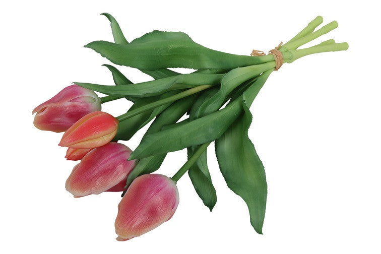 Kunst boeket Tulp Tulipa 3Dp zalm/cr-L15B15H28CM