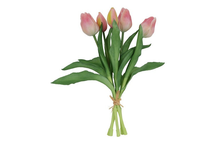Kunst boeket Tulp Tulipa 3Dp roze/cr-L15B15H28CM