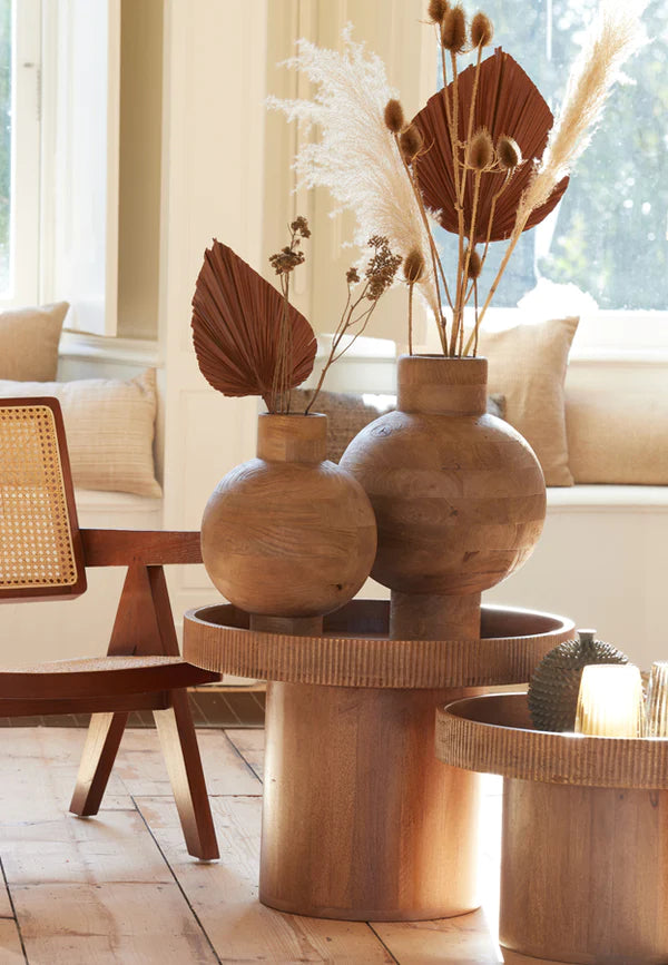 Vase deco 33x45 cm BARUMI wood matt dark brown