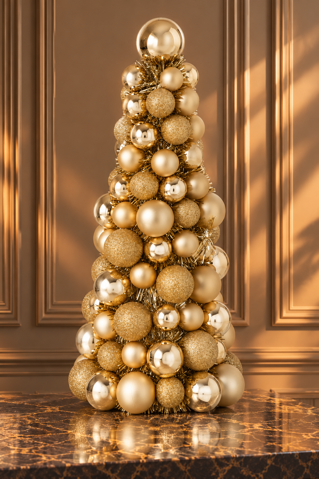 Cone Christmas Baubles Ps Gold