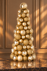 Cone Christmas Baubles Ps Gold