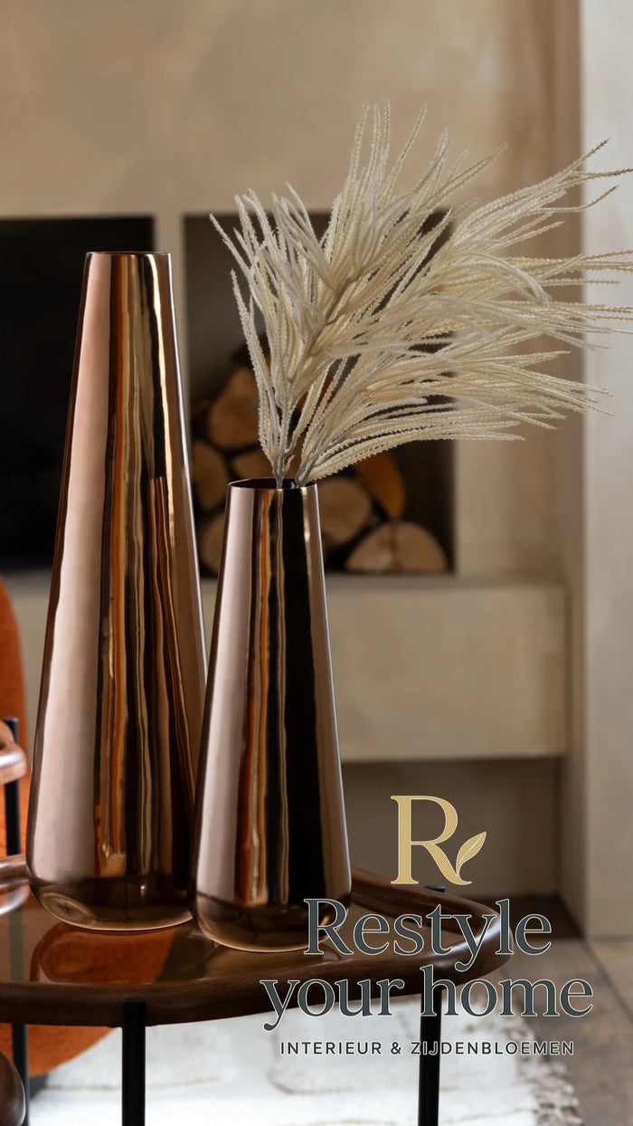 Floor Vase Aluminium Gold Colored Large