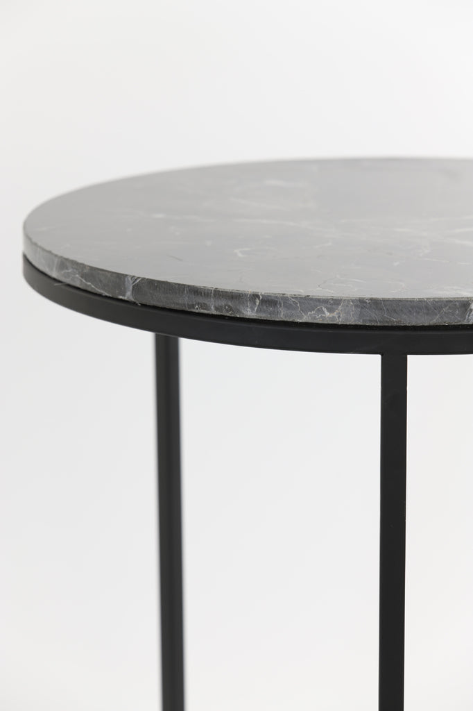 Side table Set van 2 41x48+49x53,5 cm ALFIO brown marble+black