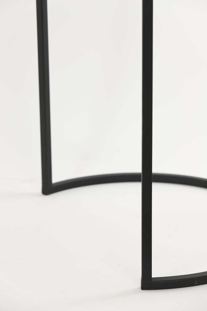 Side table Set van 2 41x48+49x53,5 cm ALFIO brown marble+black