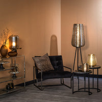 Side table Set van 2 41x48+49x53,5 cm ALFIO brown marble+black
