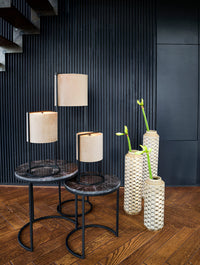 Side table Set van 2 41x48+49x53,5 cm ALFIO brown marble+black