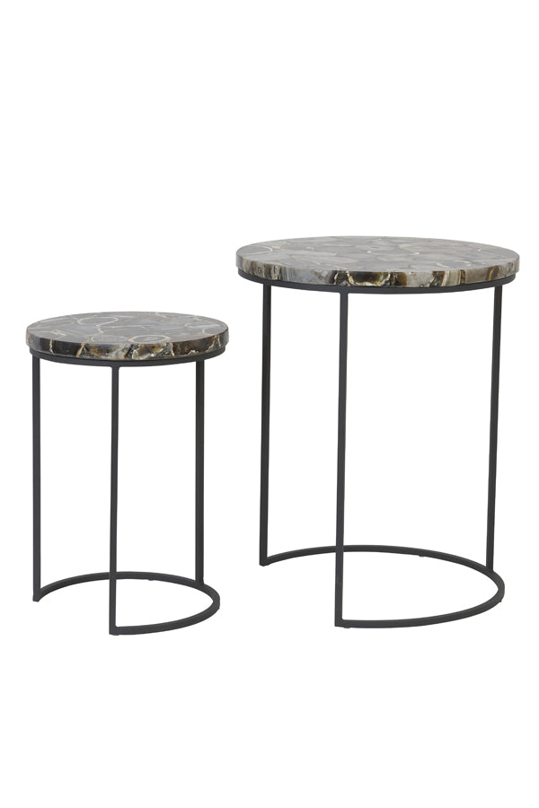 Side table S/2 28x42+41x50 cm AXAT agate brown+black