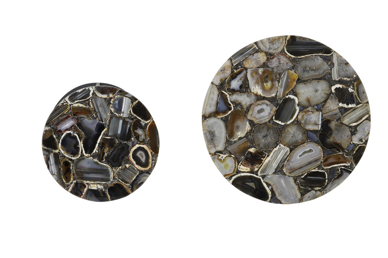 Side table S/2 28x42+41x50 cm AXAT agate brown+black
