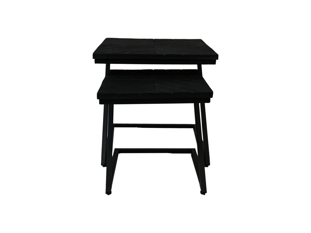 Bijzettafel Z-model - 40x40x40/50x50x50 - Zwart - Mangohout/metaal